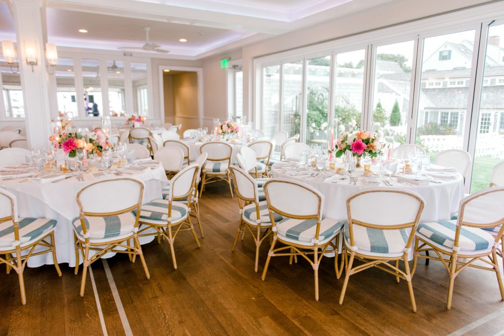 coastal indoor wedding reception in Cape Cod