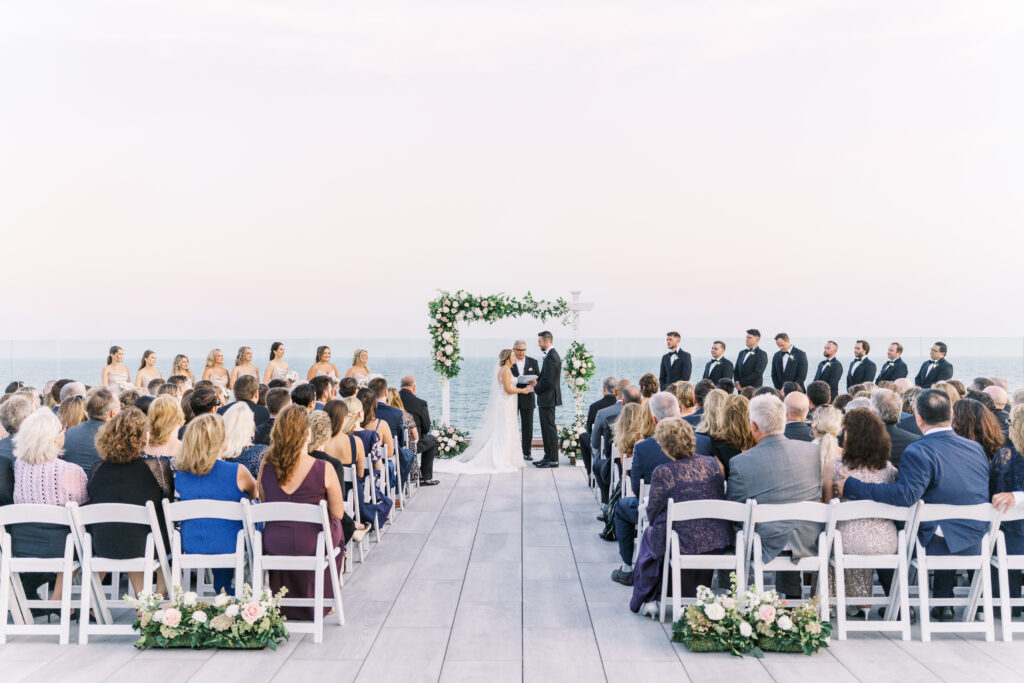 dock wedding ceremony at Wychmere Beach Club in Cape Cod, MA
